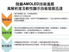 大陸AMOLED核心技術落后韓廠約3年