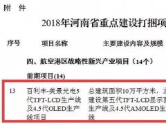 美景光電在鄭州投建5代TFT-LCD及4.5代OLED項(xiàng)目