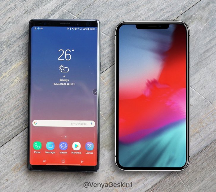 三星Note9 vs 蘋果iPhone X Plus：兩種不同形態的全面屏